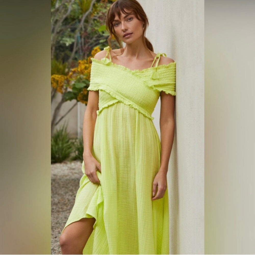 NWT Anthropologie Smocked Gauze Crisscross Dress XL